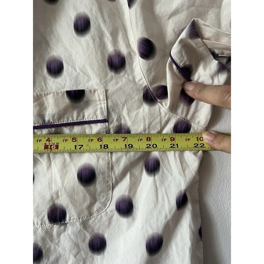 J.Crew Cotton Pajama Top Purple Polka Dot Piped Sleep Shirt Women’s M NWT